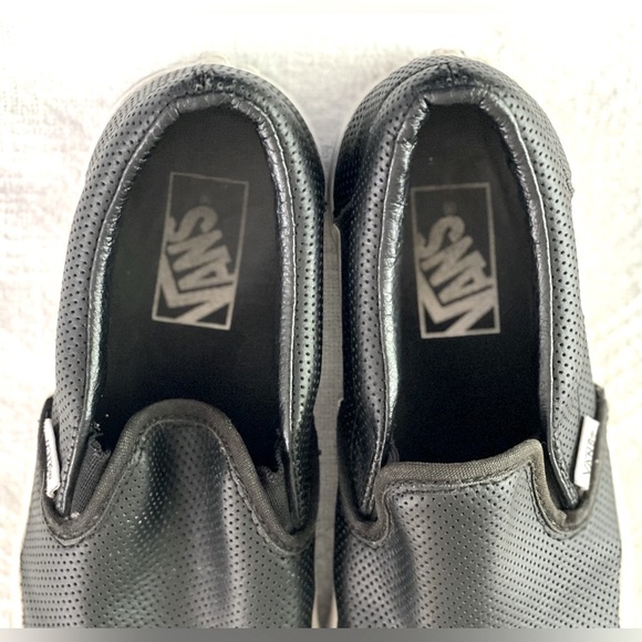 Vans Slip On Black Faux/Leather W8.5 M7 UK6 EU39 - Picture 8 of 9